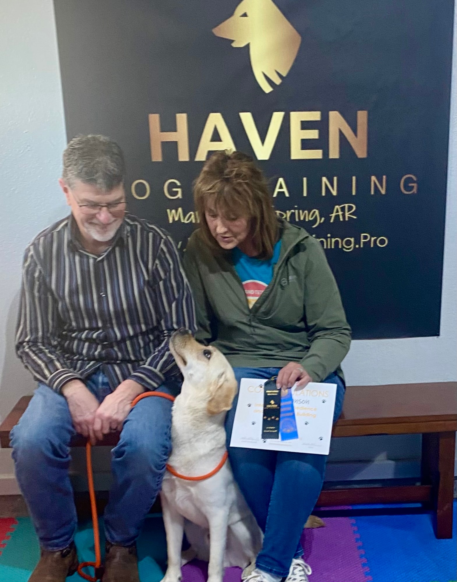 Colt — graduate with family at Haven Dog Training